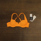 Salt + Cove Wavy-Scrunch Scoop-Neck Bikini Swim Top Tangerine Zing Orange XS