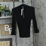 Belldini Womens Quarter Length Zipper Polo Sweater BS235289X Black 1X