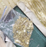 Mac Duggal Sequined V-Neck Illusion Sleeve A-Line Gown Dress Taupe Gold 10