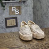Toms Womens Valencia Platform Espadrille 10021921 Champagne Brown Metallic 7.5M