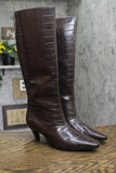 INC International Concepts Knee-High Boots with Kitten Heel Brown Croc 8.5M