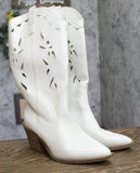 Universal Thread Tiana Western Laser Cutout Faux Leather Boots 94836305 White 8M