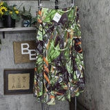 Bob Mackie Womens A-Line Jungle Print Woven Hi-Low Skirt Olive Multi Green 2X