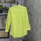 Dotti Womens Cotton Openwork Dot Shirt Swim Cover Up 85287 Citrine Green L