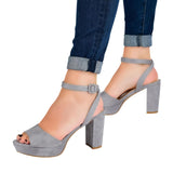 Journee Collection Womens Open Toe Strappy Platform Pumps NAIRRI-GRY Gray 8M