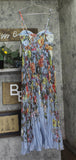 Aqua Spaghetti Strap Pleated Floral Maxi Dress IDM12073 Blue Multi M