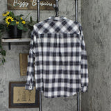 Weatherproof Vintage Womens Long-Sleeve Plaid Flannel Shirt Black Plaid L