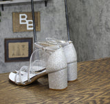 Journee Collection Womens Glittery Bella Strap Heels BELLA Silver Gray 8M