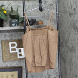 State Of Day 2-Pc. Sleeveless Pajama Set Linen Blend Natural Umber Brown M