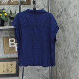 Gap Womens V-Neck Pullover Short Sleeve Blouse Shirt Top Navy Blue 2XL