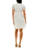 Speechless Ivory Lace Ruffled Lined Pullover Pouf Sleeve V Neck Dress