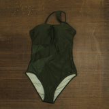 Cupshe Womens One Piece Cutout Mesh Asymmetrical Back Strap Swimsuit Green S