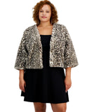 BCX Womens Plus Size Animal Print Open-Front Faux Fur Shrug Animal Brown 2X