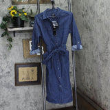 Jones New York Womens Pork Chop Pocket Tie Mini Dress 10928845 Dark Wash Blue M