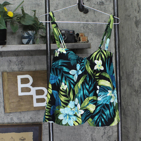 Coco Reef Contours Clarity Bandeau Tankini Top Midnight Plumeria Black Multi 32C