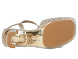 Kenneth Cole Reaction Girls Cinderella Shine Block Heel Sandals Gold Yellow 12