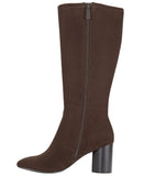 Style & Co. Brysonn Round Toe Boots Block Heel Faux Suede Dark Roast Brown 7.5M