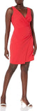 London Times Women's Petite Sleeveless V-Neck Pleated Faux Wrap Dress T6786P