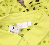 Dotti Womens Cotton Openwork Dot Shirt Swim Cover Up 85287 Citrine Green L