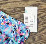 Swim Solutions Womens Printed Ruffle-Tiered Tankini Top Picasso Terazzo Blue 14