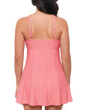 Swim Solutions Womens Textured Tie-Front Swimdress One Piece Guava Pink 18