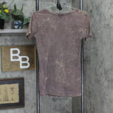 Roxy Womens Lost in Love V-Neck Graphic Extended T-Shirt Tee Brownish Purple S