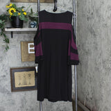 Nina Leonard Womens Cold Shoulder Long Sleeve Wave Color Block Jersey Dress