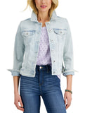 Style & Co. Womens Button Up Classic Denim Trucker Jacket Tropic Blue M