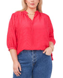 Vince Camuto Womens Plus Size Zebra Jacquard Peasant Top 92322108