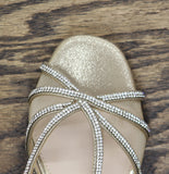 Nina Bonney Rhinestone Slingback Block Heel Sandals Taupe Champagne Brown 6.5M