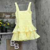 Aqua Womens Lined Lace Tiered Mini Dress IDO14101 Yellow XS