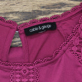 Cable & Guage Womens Lace Trim Knit Shirt Top 1775614 Berry Purple M