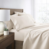 Home Collection 6-Piece Solid Microfiber Bed Sheet Set Ivory Off White Full