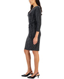 Kasper Womens Petite Metallic Side-Tie Midi Dress 10853750
