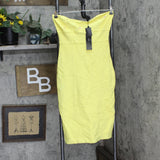 Bcbgmaxazria Azria Womens Strappy Bodycon Dress LHL6188611 Limelight Yellow L