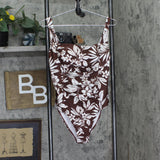 Cupshe Womens Tropical Floral Square Neck One Piece Swimsuit Brown L