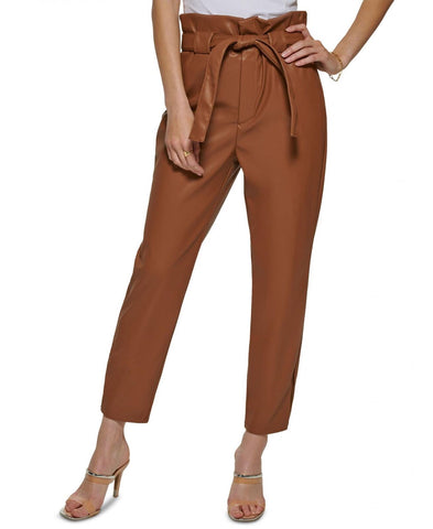 DKNY Womens  Petite High Waisted Faux Leather Pants XG2P4202