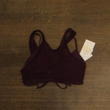 Becca Muse Layered Bralette Bikini Top with Mesh Overlay Aubergine Purple M