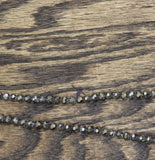 Chico's Beaded Opera Long Necklace with Pave Focal Bead Gray 32" + 5"