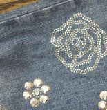 Karl Lagerfeld Paris Womens Floral Motif Cropped Jeans L5TK2265 Coastal Blue 6