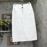 Eileen Fisher Womens Maxi Full Length Straight Skirt A-Line Denim White L