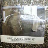 Hallmart Jungle Nights 14-Piece Comforter Set Chocolate Brown / Gold Queen