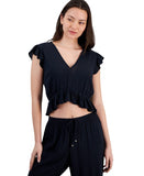 Miken Juniors Ruffled Cover-up Top Black XS
