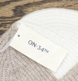 On 34th Womens Brushed Rib Colorblocked Beanie Rolled Cuff Tan Brown / White