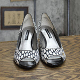 Bandolino Womens Vintage Stiletto Open Toe Heels 1673fe6604a58e Black / White 6M