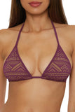 Becca Womens Standard Play Triangle Bikini Top 713057 Aubergine Purple L
