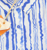 Coniglio Palm Beach Linen Blend Short Sleeve Shirt Wiggle Blue