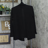 C By Private Label 2-Ply Open Front Shawl-Collar Cashmere Cardigan Black XS