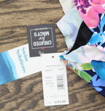 Swim Solutions Neck Garden Dreams Flutter One-Piece Swimsuit Navy Blue Multi 12