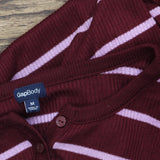 Gap Body Womens Henley Dorm Long-Sleeve Sleepshirt G1086XDLMA Red Striped M